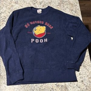 Vintage 90’s Disney Navy Crewneck with Yellow Winnie the Pooh Bear Graphic